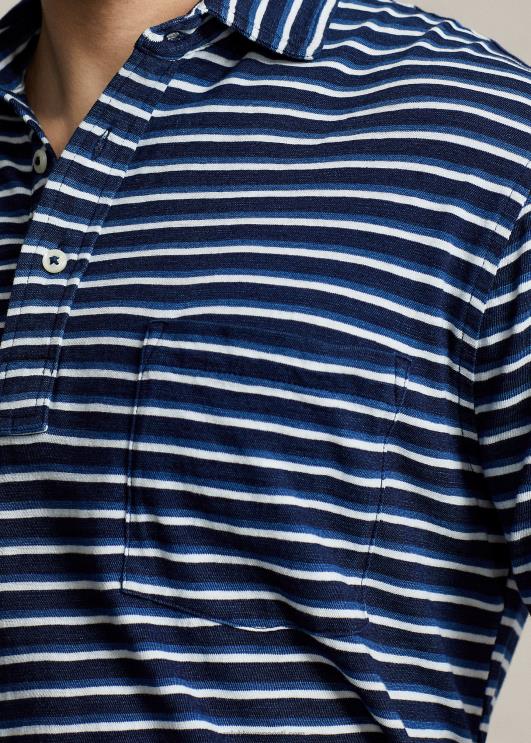 Ralph Lauren mehed klassikaline triibuline triibuline polosärk PR0V8651 tume indigo multi