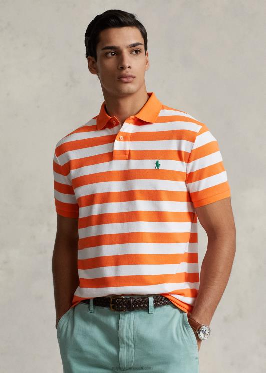 Ralph Lauren mehed klassikaline triibuline võrksärk PR0V8427 optika oranž/valge