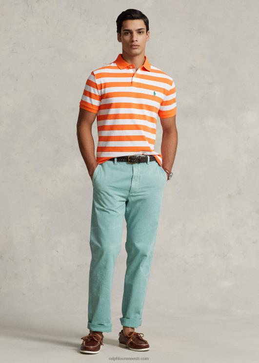 Ralph Lauren mehed klassikaline triibuline võrksärk PR0V8427 optika oranž/valge