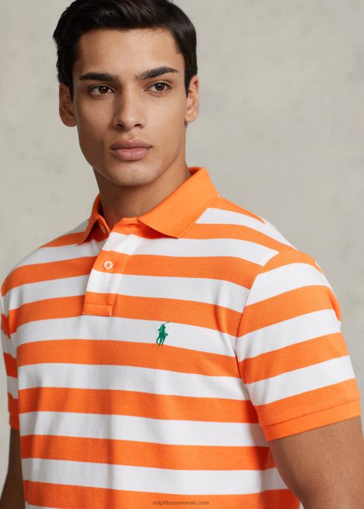 Ralph Lauren mehed klassikaline triibuline võrksärk PR0V8427 optika oranž/valge