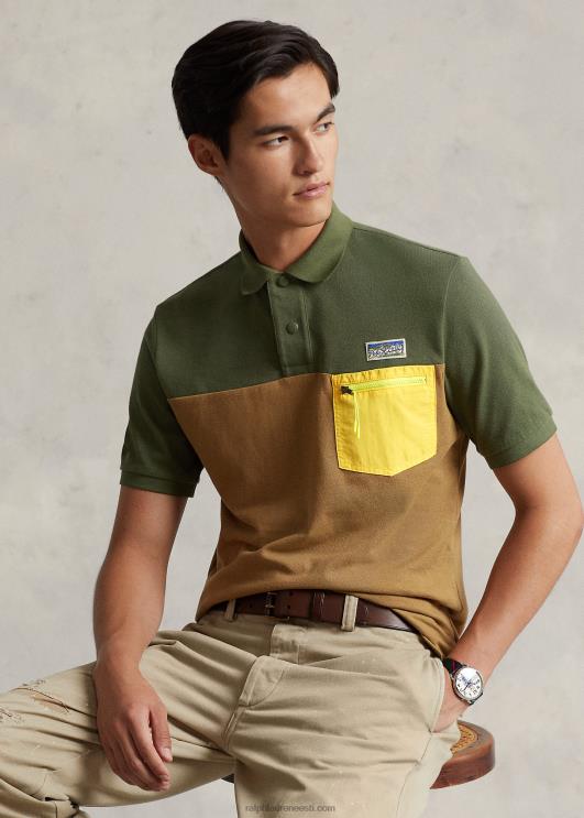 Ralph Lauren mehed klassikaline võrkkangas polosärk PR0V8455 tume salvei multi