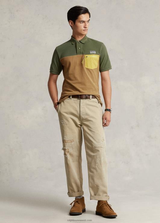 Ralph Lauren mehed klassikaline võrkkangas polosärk PR0V8455 tume salvei multi