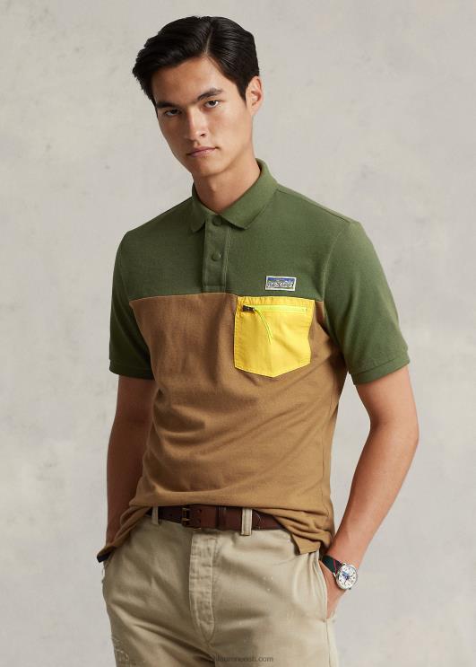 Ralph Lauren mehed klassikaline võrkkangas polosärk PR0V8455 tume salvei multi