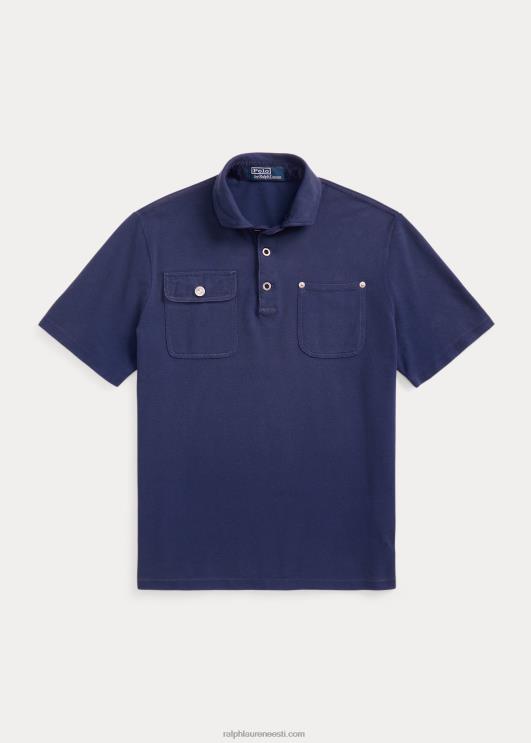 Ralph Lauren mehed klassikaline võrkkangast taskupolosärk PR0V8485 tume koobalt