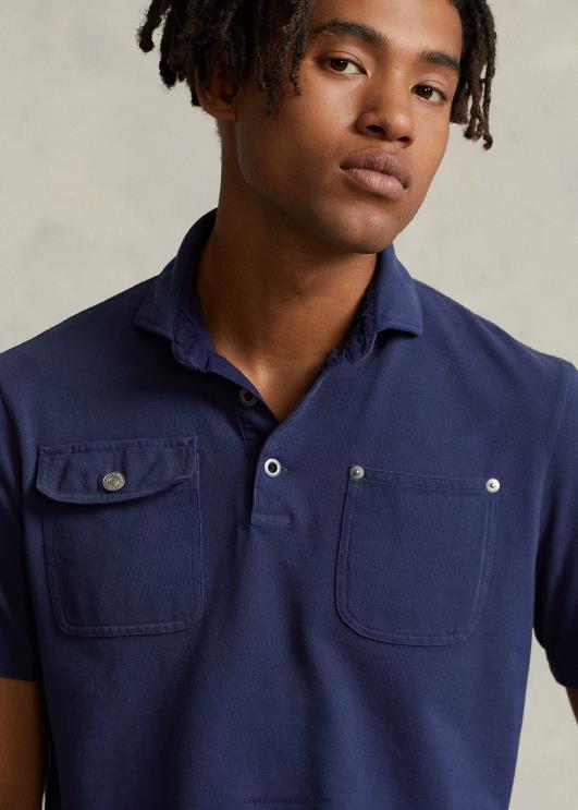 Ralph Lauren mehed klassikaline võrkkangast taskupolosärk PR0V8485 tume koobalt