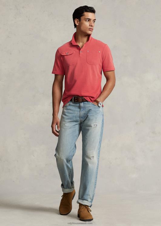 Ralph Lauren mehed klassikaline võrkkangast taskupolosärk PR0V8486 postitus punane