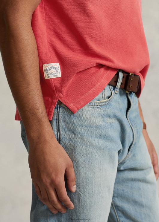 Ralph Lauren mehed klassikaline võrkkangast taskupolosärk PR0V8486 postitus punane