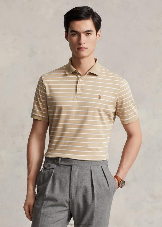 Ralph Lauren mehed klassikalise istumisega pehme puuvillane polosärk PR0V142 liivaluite/valge