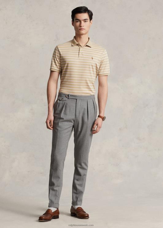 Ralph Lauren mehed klassikalise istumisega pehme puuvillane polosärk PR0V142 liivaluite/valge