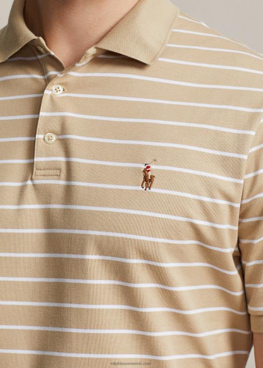 Ralph Lauren mehed klassikalise istumisega pehme puuvillane polosärk PR0V142 liivaluite/valge