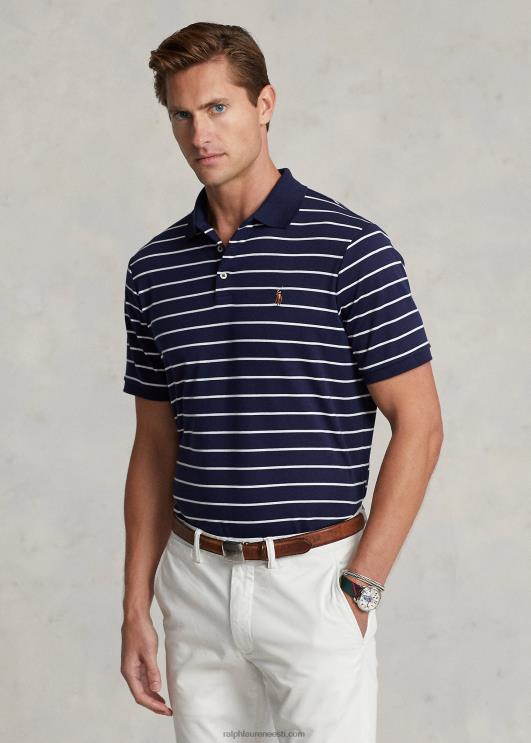 Ralph Lauren mehed klassikalise istumisega pehme puuvillane polosärk PR0V143 rafineeritud mere-/valge