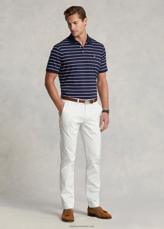 Ralph Lauren mehed klassikalise istumisega pehme puuvillane polosärk PR0V143 rafineeritud mere-/valge