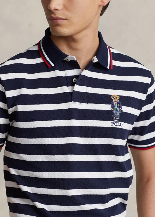 Ralph Lauren mehed kohandatud õhuke polo karu võrgust polosärk PR0V675 cruse tumesinine/valge