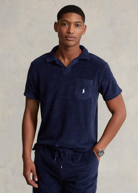 Ralph Lauren mehed kohandatud slim fit frotee polosärk PR0V557 Newporti merevägi