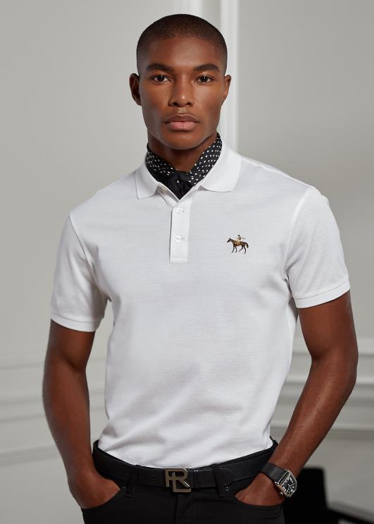 Ralph Lauren mehed kohandatud slim fit pikee polosärk PR0V55 klassikaline valge