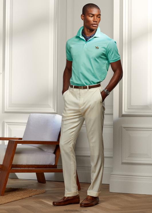 Ralph Lauren mehed kohandatud slim fit pikee polosärk PR0V57 mereklaas roheline