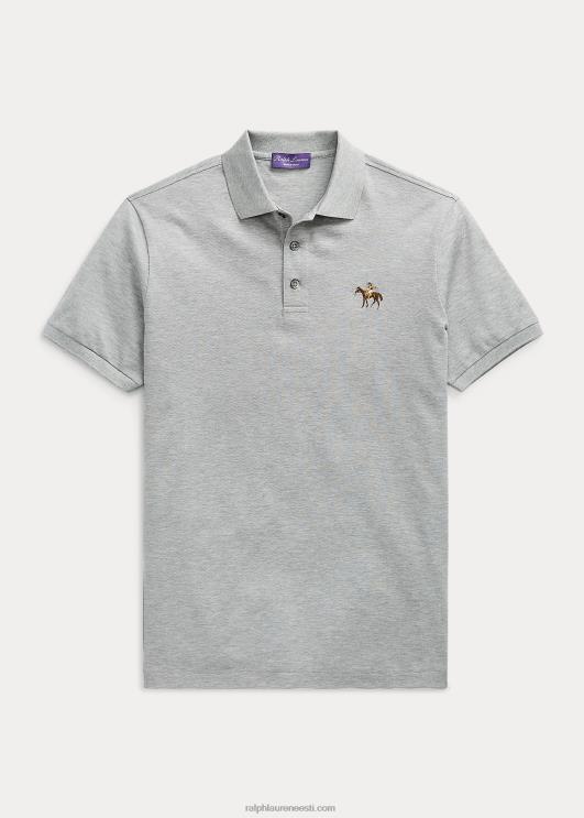Ralph Lauren mehed kohandatud slim fit pikee polosärk PR0V67 helehall kanarbik