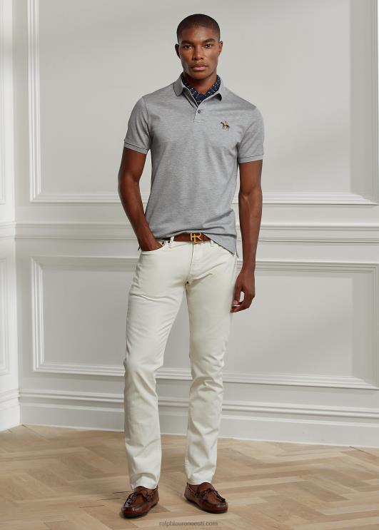 Ralph Lauren mehed kohandatud slim fit pikee polosärk PR0V67 helehall kanarbik