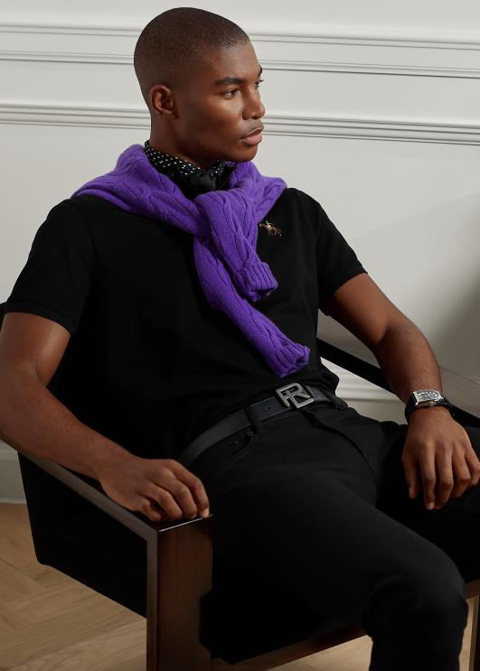 Ralph Lauren mehed kohandatud slim fit pikee polosärk PR0V68 klassikaline must