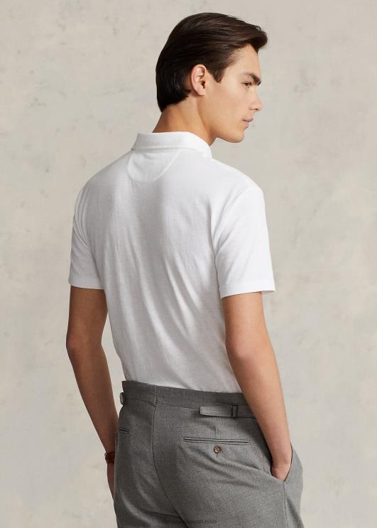 Ralph Lauren mehed kohandatud slim fit puuvillane-linane polosärk PR0V1230 valge