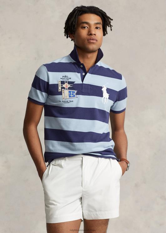 Ralph Lauren mehed kohandatud slim fit suure poni võrguga polosärk PR0V1034 paadikuuri merevägi/sinine