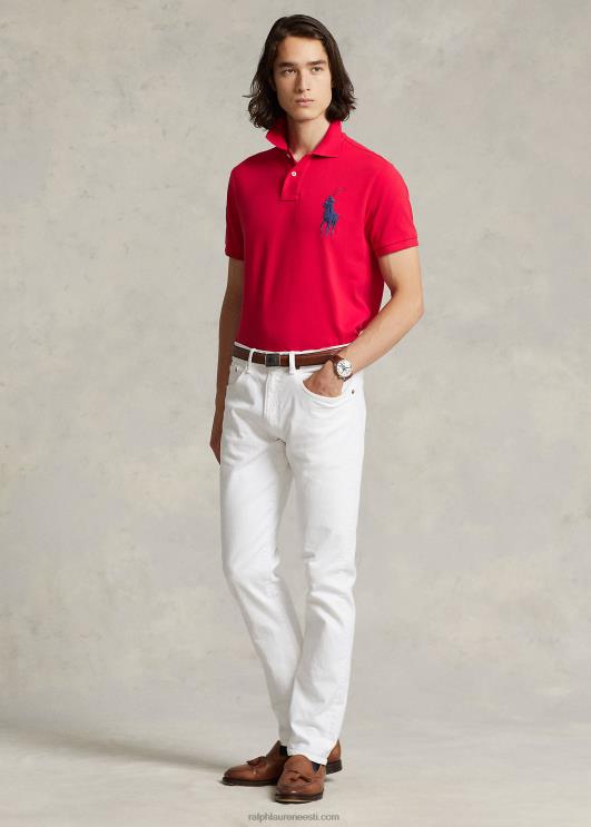 Ralph Lauren mehed kohandatud slim fit suure poni võrguga polosärk PR0V848 Rl 2000 punane