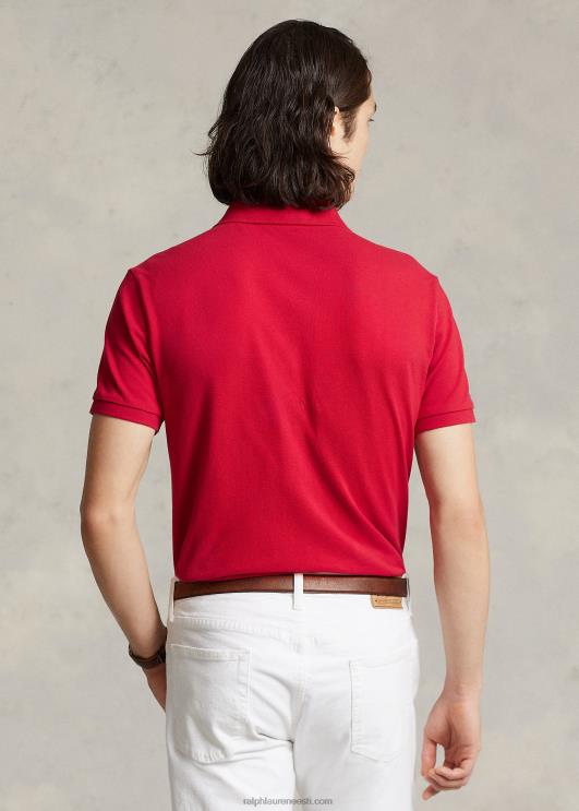 Ralph Lauren mehed kohandatud slim fit suure poni võrguga polosärk PR0V848 Rl 2000 punane