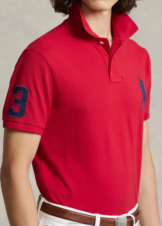 Ralph Lauren mehed kohandatud slim fit suure poni võrguga polosärk PR0V848 Rl 2000 punane