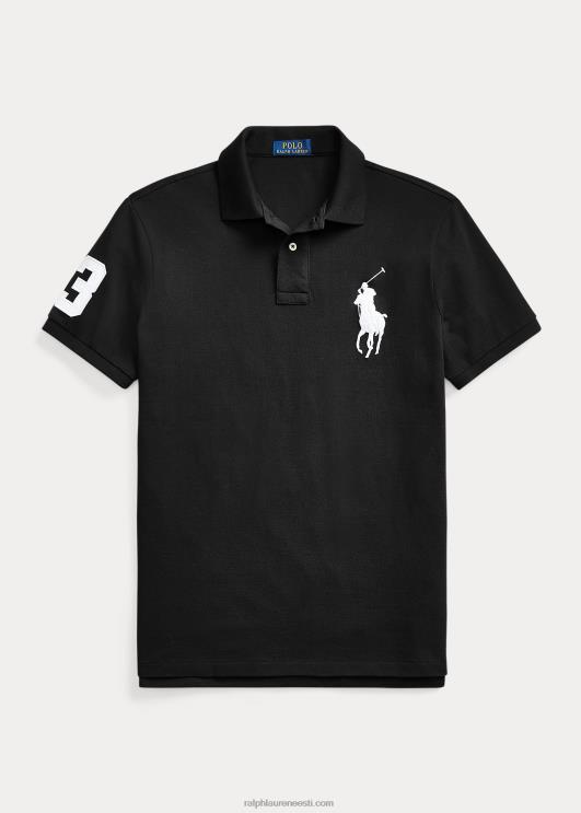 Ralph Lauren mehed kohandatud slim fit suure poni võrguga polosärk PR0V849 must