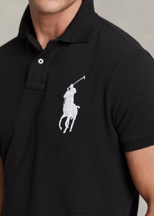 Ralph Lauren mehed kohandatud slim fit suure poni võrguga polosärk PR0V849 must