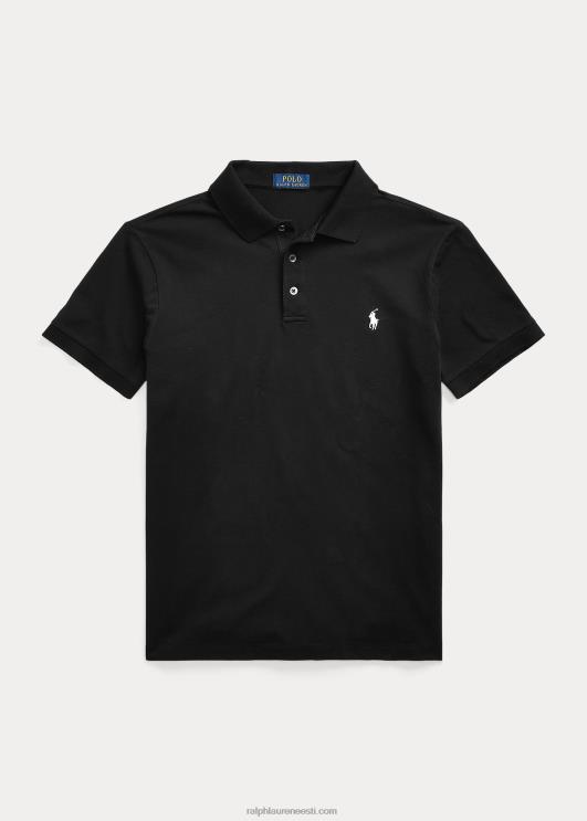 Ralph Lauren mehed kohandatud slim fit venivast võrgust polosärk PR0V525 must