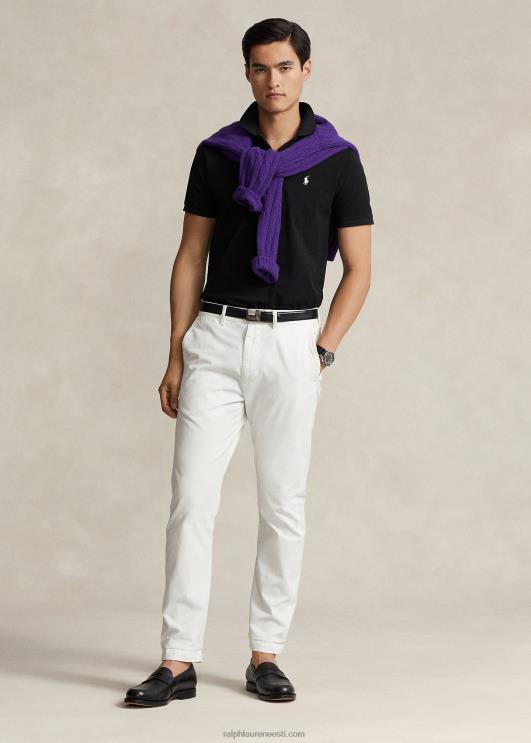 Ralph Lauren mehed kohandatud slim fit venivast võrgust polosärk PR0V525 must