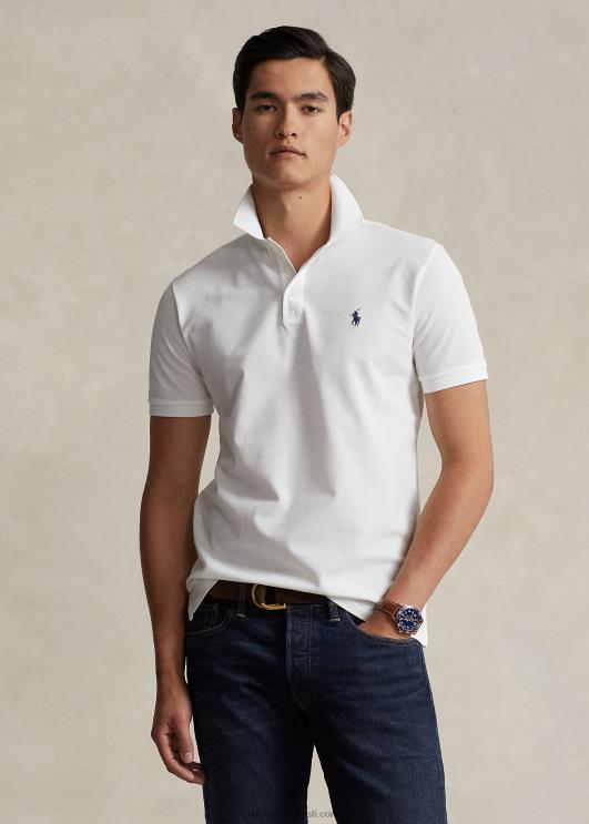 Ralph Lauren mehed kohandatud slim fit venivast võrgust polosärk PR0V526 valge