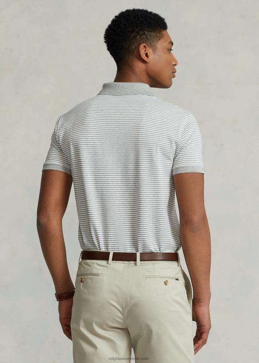 Ralph Lauren mehed kohandatud slim fit venivast võrgust polosärk PR0V873 ja üle kanarbiku/valge