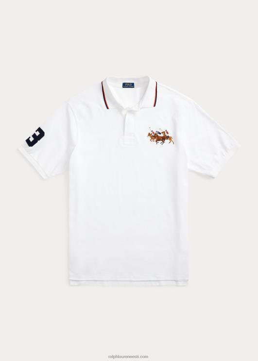 Ralph Lauren mehed kolmekordse poni võrgust polosärk PR0V1649 valge