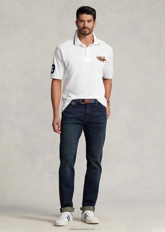 Ralph Lauren mehed kolmekordse poni võrgust polosärk PR0V1649 valge