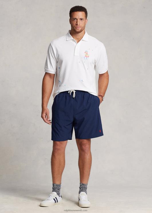 Ralph Lauren mehed lipsuvärvi prindiga suur ponivõrgust polosärk PR0V1377 valge