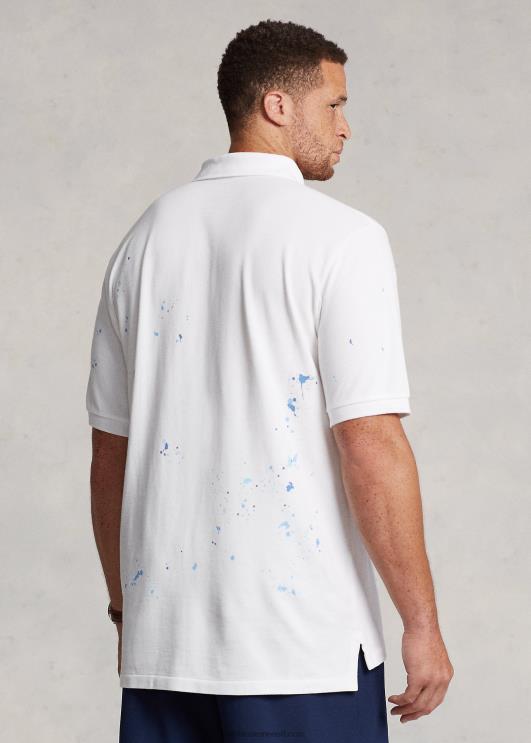 Ralph Lauren mehed lipsuvärvi prindiga suur ponivõrgust polosärk PR0V1377 valge