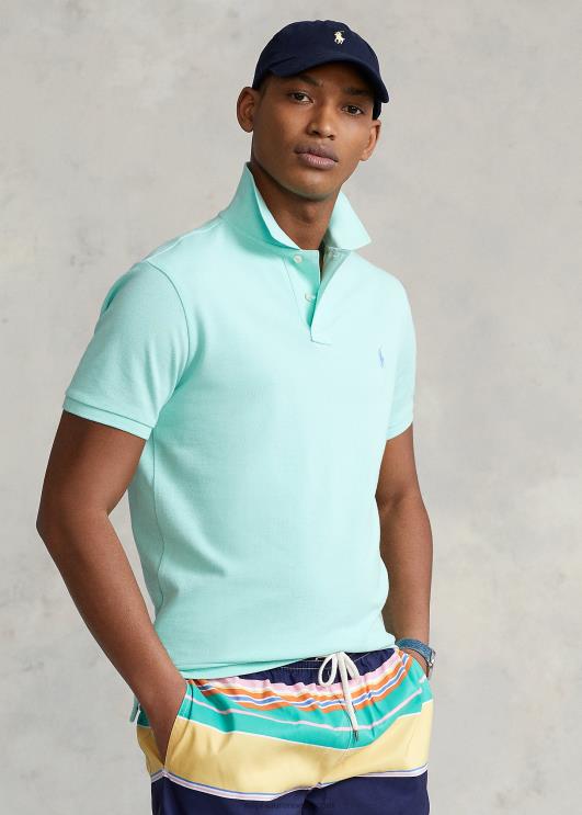 Ralph Lauren mehed slim fit võrgust polosärk PR0V8367 aqua verde