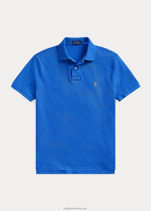Ralph Lauren mehed slim fit võrkkangast moodne polosärk PR0V15 uus iiris sinine/oranž