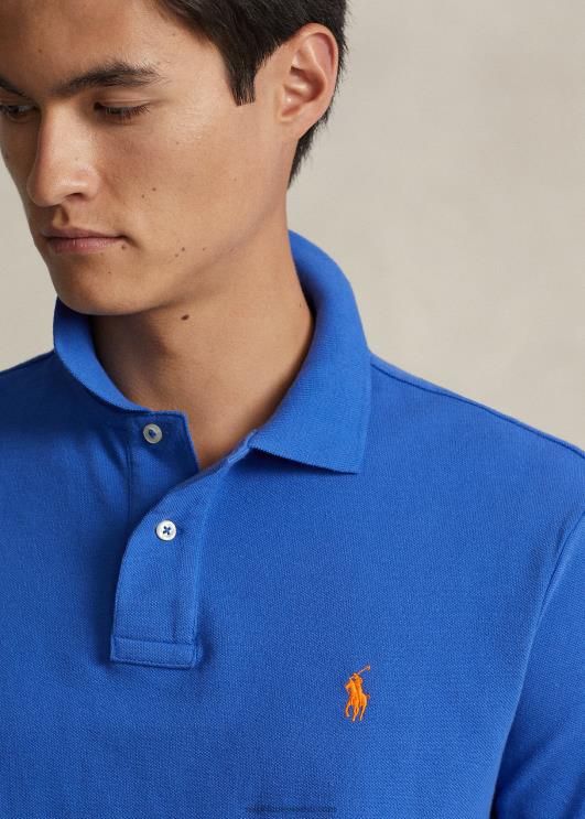 Ralph Lauren mehed slim fit võrkkangast moodne polosärk PR0V15 uus iiris sinine/oranž