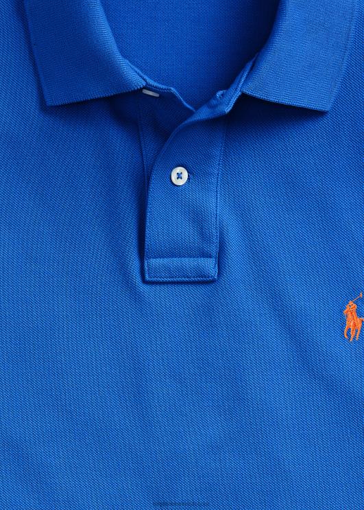 Ralph Lauren mehed slim fit võrkkangast moodne polosärk PR0V15 uus iiris sinine/oranž