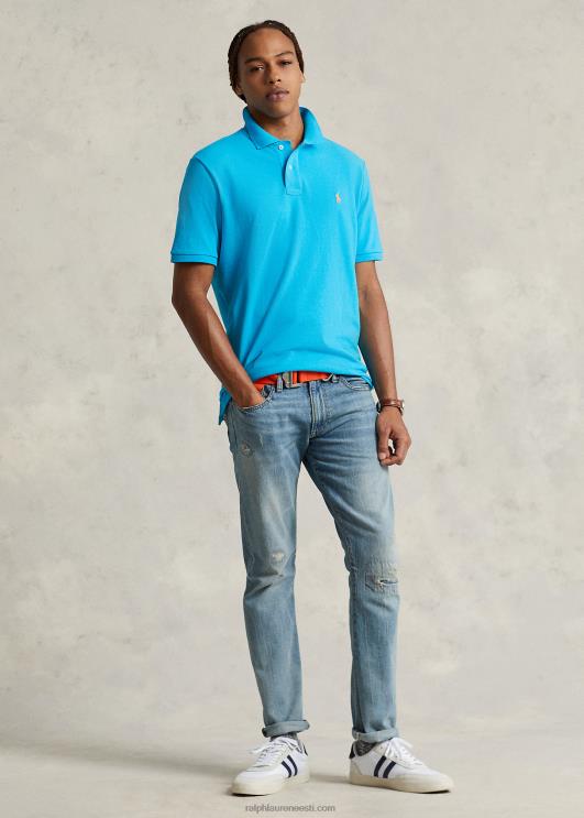 Ralph Lauren mehed slim fit võrkkangast moodne polosärk PR0V16 abajas sinine/oranž