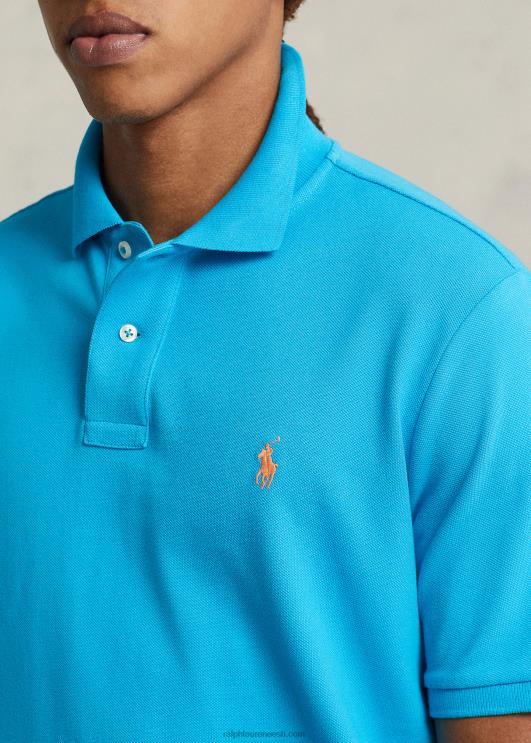 Ralph Lauren mehed slim fit võrkkangast moodne polosärk PR0V16 abajas sinine/oranž