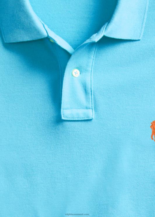 Ralph Lauren mehed slim fit võrkkangast moodne polosärk PR0V16 abajas sinine/oranž