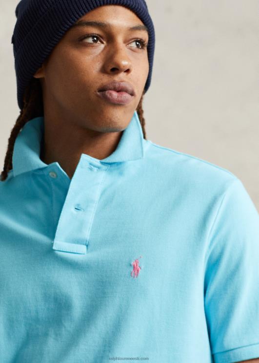 Ralph Lauren mehed slim fit võrkkangast moodne polosärk PR0V17 türkiissinine nova