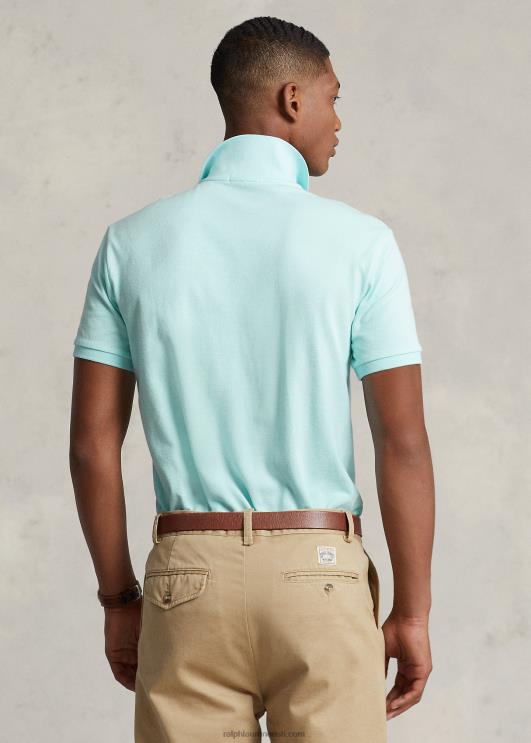 Ralph Lauren mehed slim fit võrkkangast moodne polosärk PR0V18 saare vesi