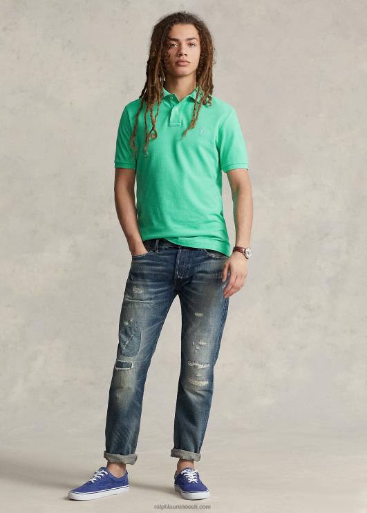 Ralph Lauren mehed slim fit võrkkangast mugav polosärk PR0V20 päikeseloojanguroheline