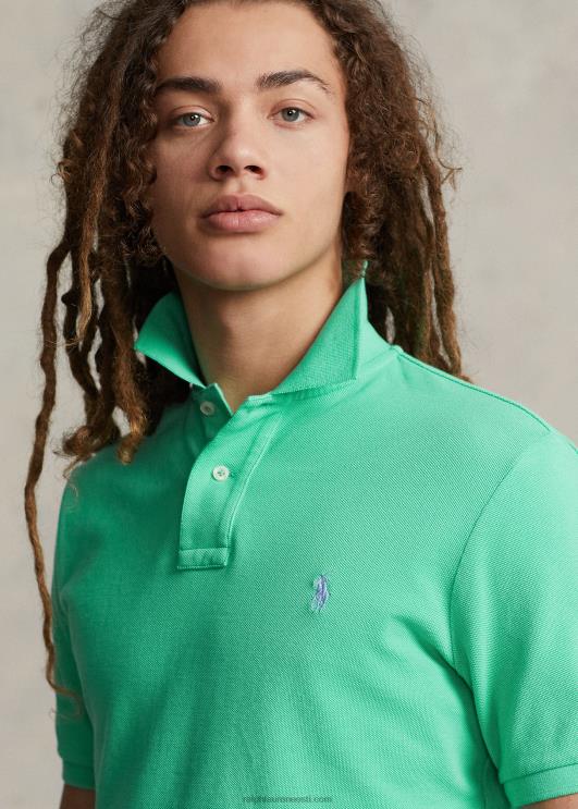 Ralph Lauren mehed slim fit võrkkangast mugav polosärk PR0V20 päikeseloojanguroheline