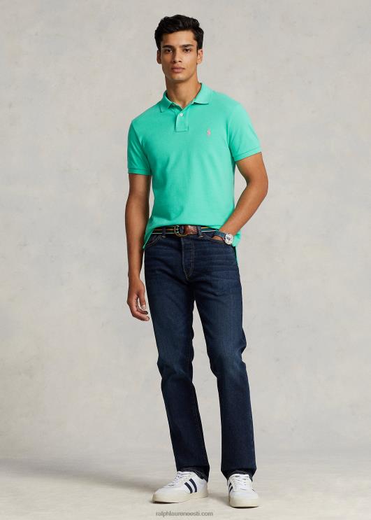 Ralph Lauren mehed slim fit võrkkangast mugav polosärk PR0V21 päikeseloojangu roheline/roosa